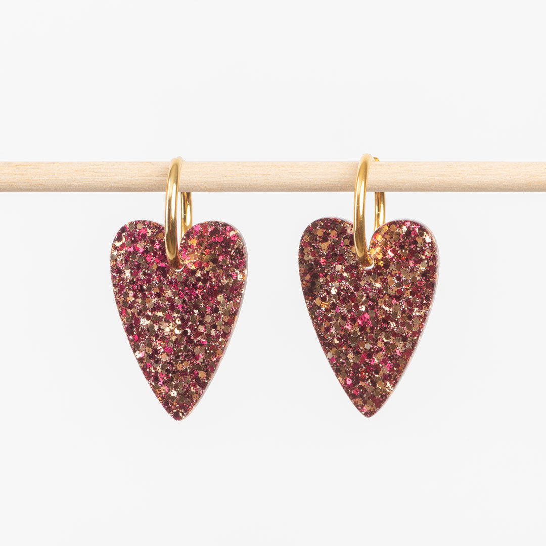  Earrings Wine Red & Champagne 