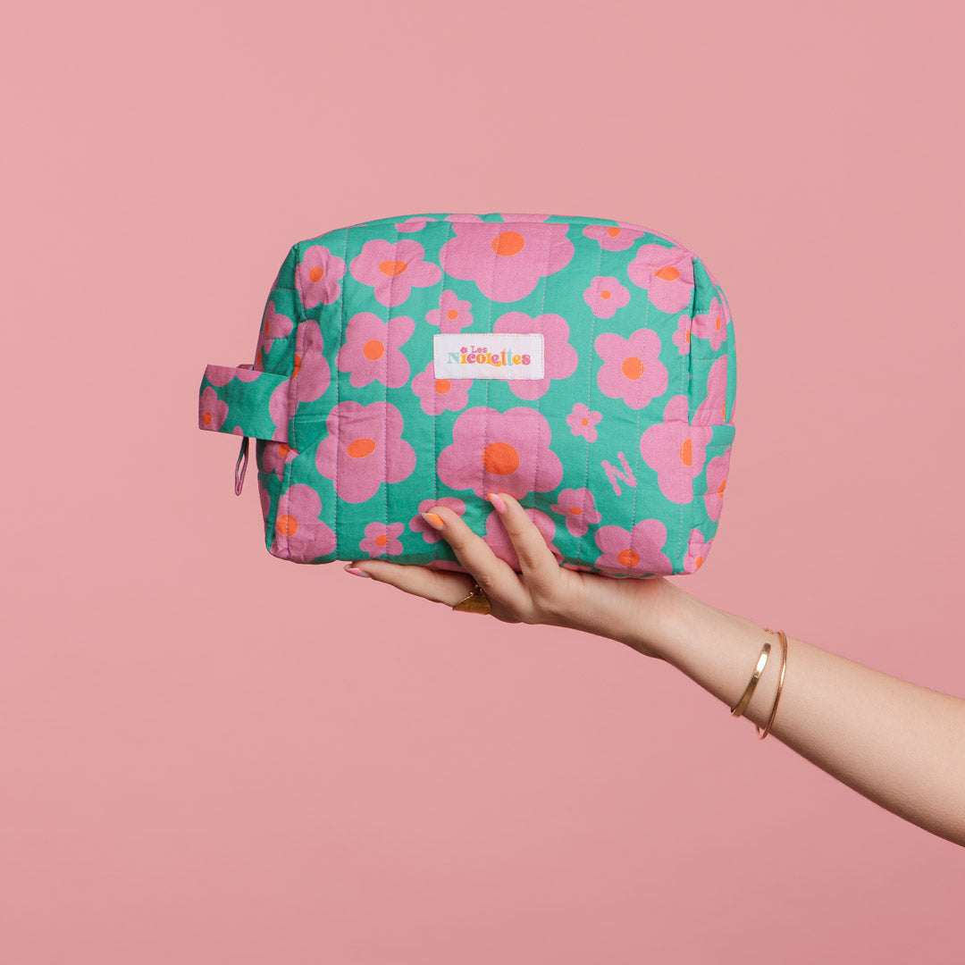 Bolso Acolchado Verde Floral