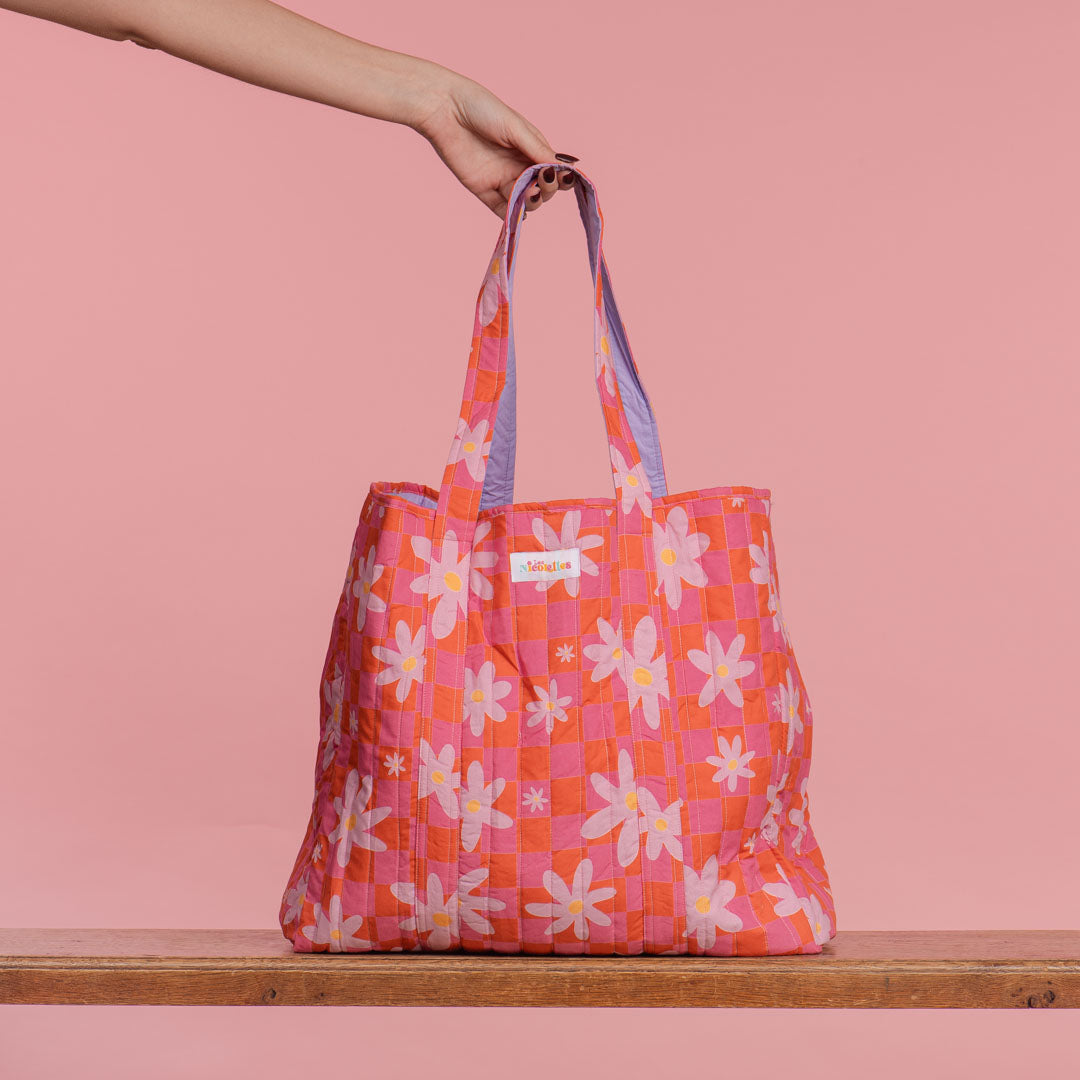 Bolso Acolchado Damero Floral