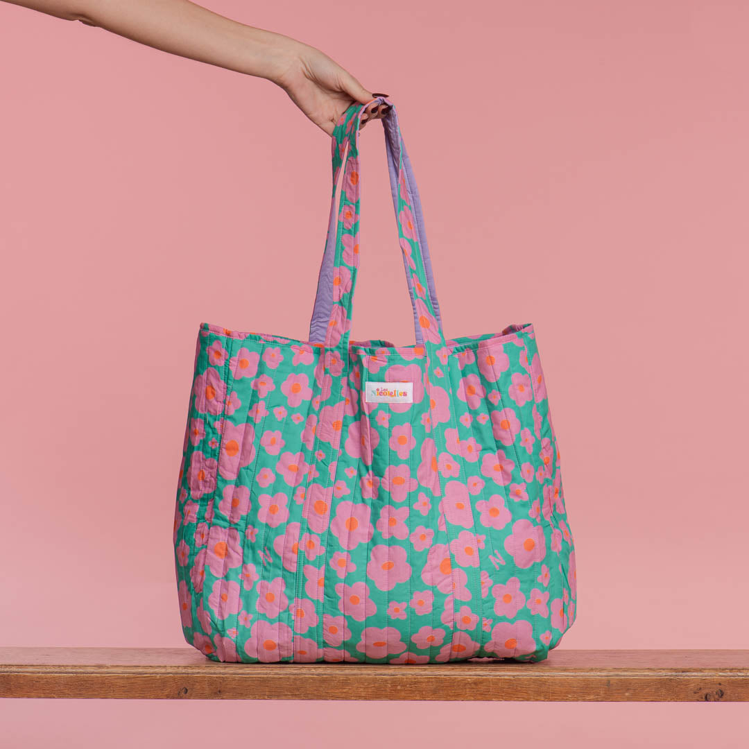  Bolso Acolchado Verde Floral