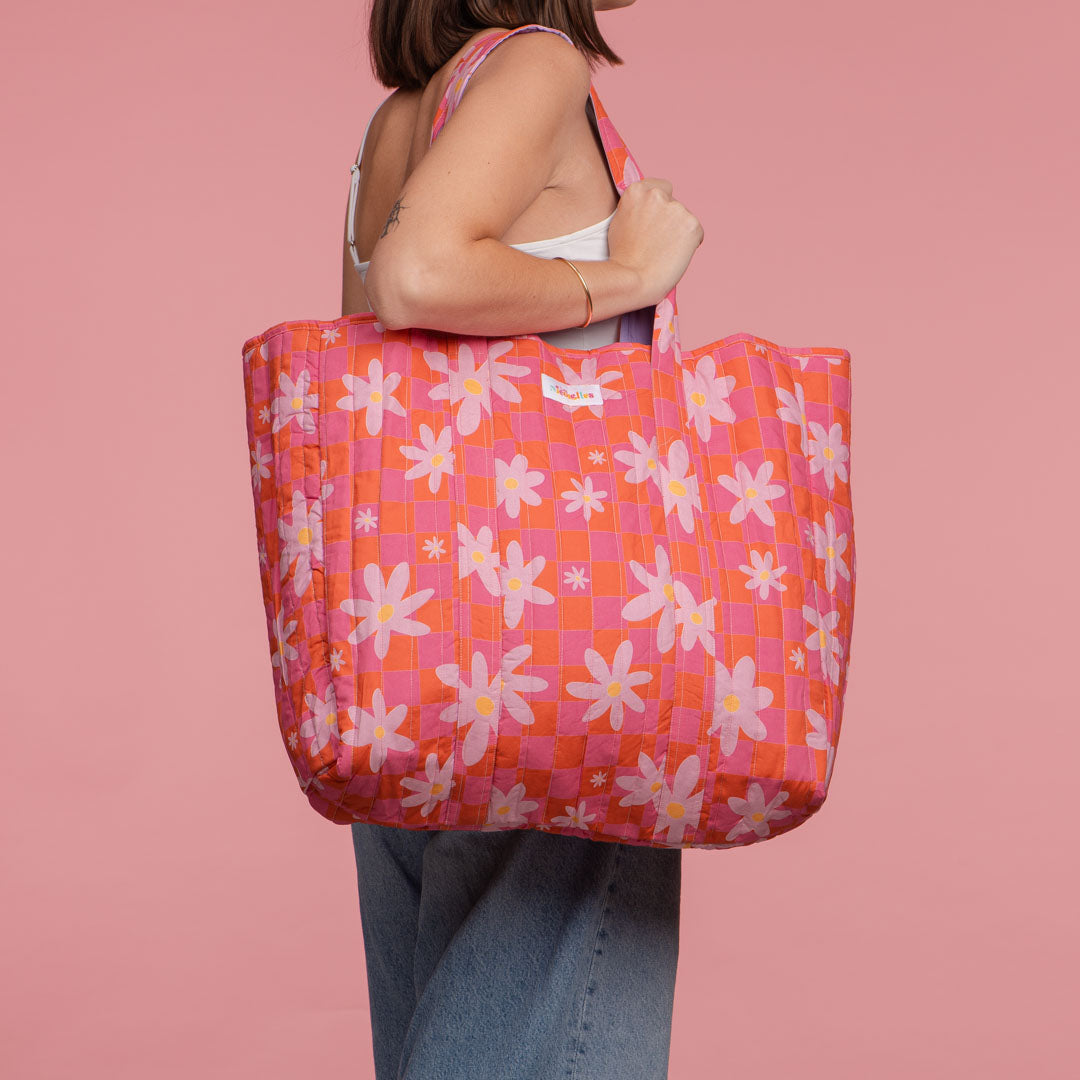 Bolso Acolchado Damero Floral