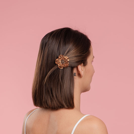  Round Chocolate Champagne Flower Hair Clip