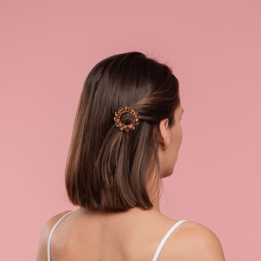 Sunflower Round Hair Clip Chocolate Champagne