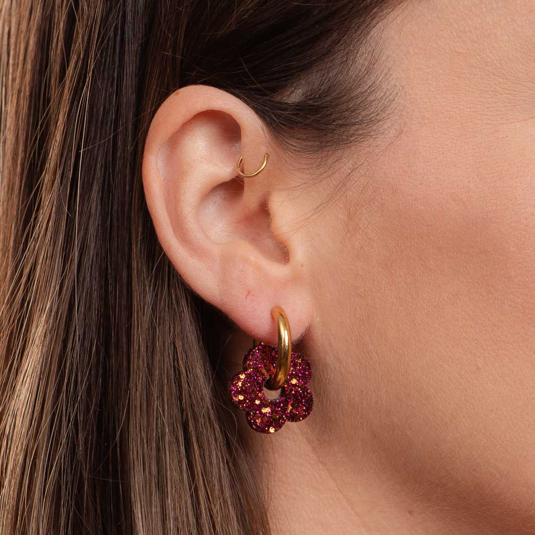 Pendientes de aro Fucsia Chocolate