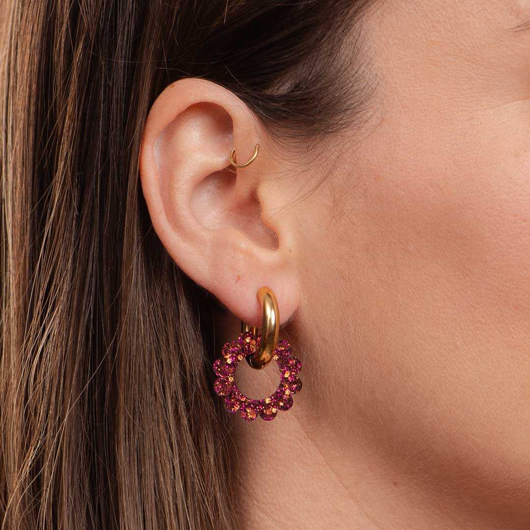 Pendientes de aro Sunflower Fucsia Chocolate