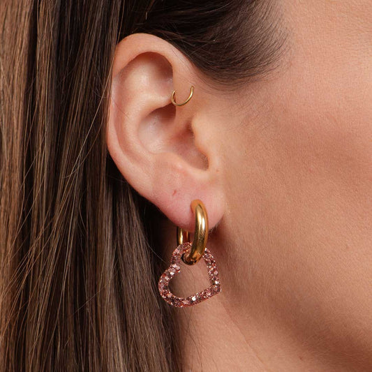 Mini Heart Champagne Pink Hoops