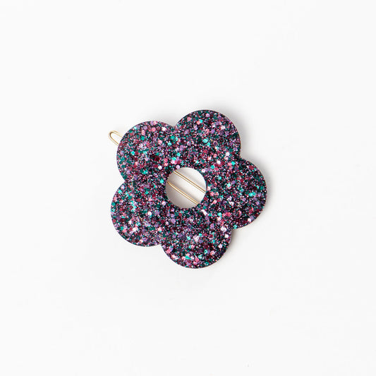 Round Flower Hair Clip Wine Dregs Green Parma