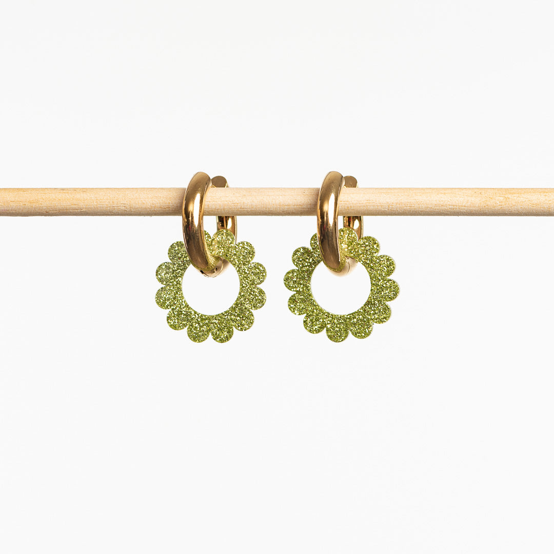 Green Sunflower Hoops