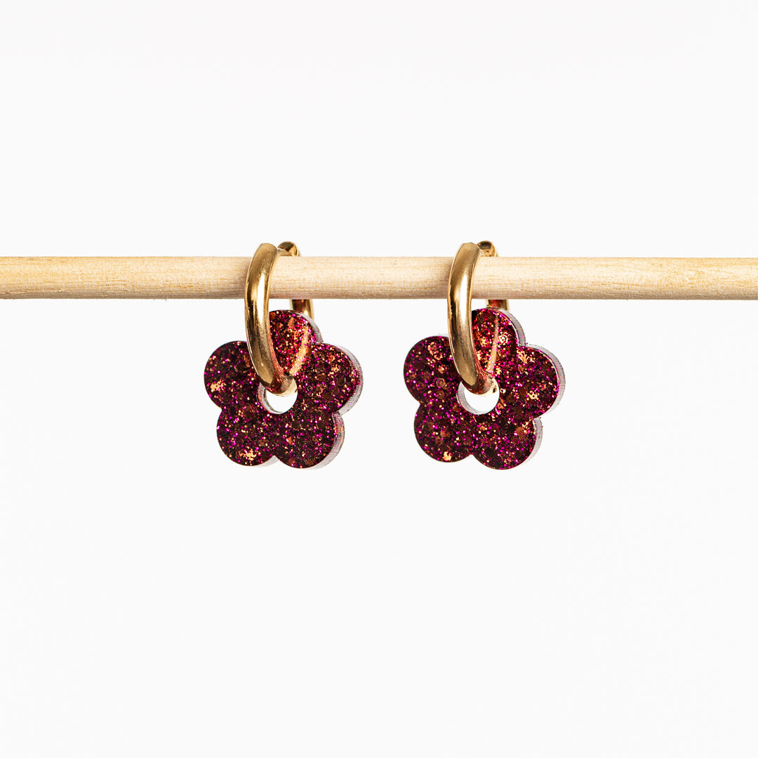 Pendientes de aro Fucsia Chocolate