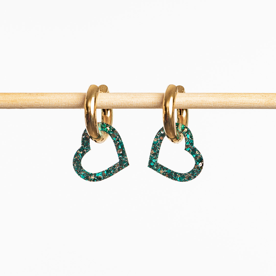 Mini Heart Green Champagne Hoops